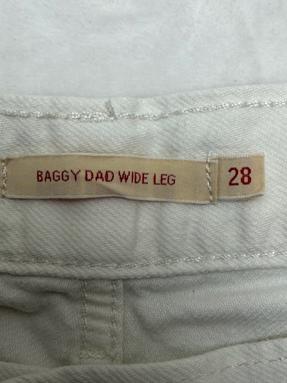 Levis Premium Baggy Dad Wide Leg Off White Jeans 28 Minimalist Edgy High Rise - Picture 8 of 14